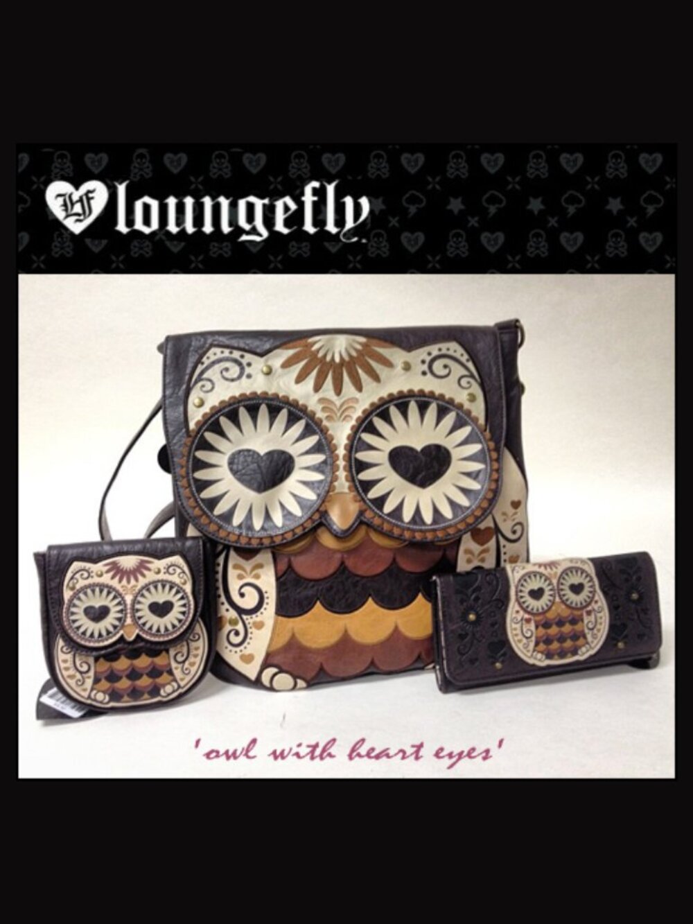 Loungefly Owl with Heart Eyes Faux Leather Messenger Bag - Picture 7 of 7